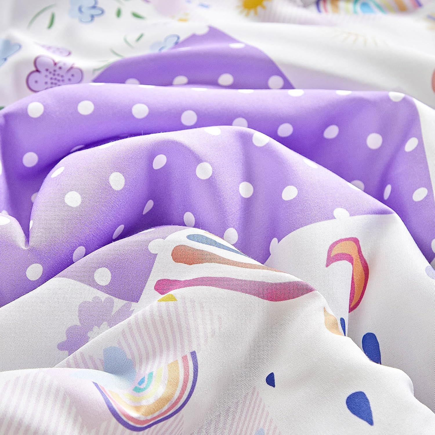 Patchwork Crib Bedding Set Rainbow Plaid Floral Design 3 Pieces Baby Girl Cute Quilted Comforter with Fitted Sheet and Bed Skirt - Purple Pink Flower Colorful Rainbow Dots Magical Style Crib Bed Set