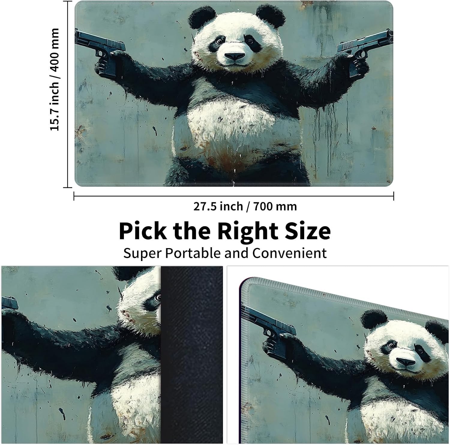 for MTG Game Playmat with Storage Bags,Game Mat 27.5 x 15.7 inches,TCG and Board Game Mat for Cards,Mousepad Desk Mats-Panda image 4