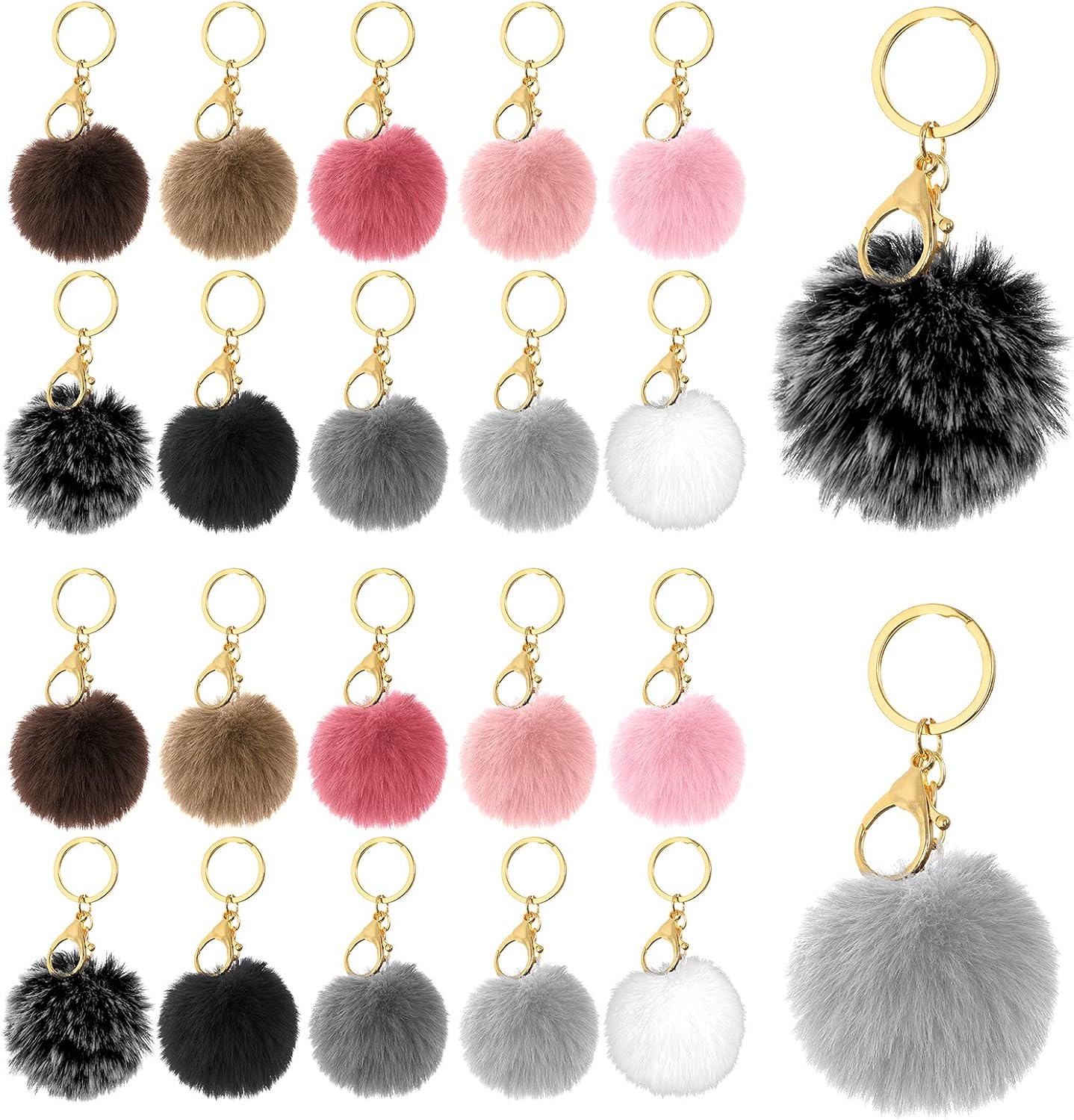 Whaline ポンポンキーホルダー 23個 ふわふわボールキーチェーン フック付き 伸縮ループ 10色 フェイクラビットファー ポンポンキーリング バッグ 車の鍵 財布 携帯電話 Diyアクセサリー Imamaladham Edu Iq