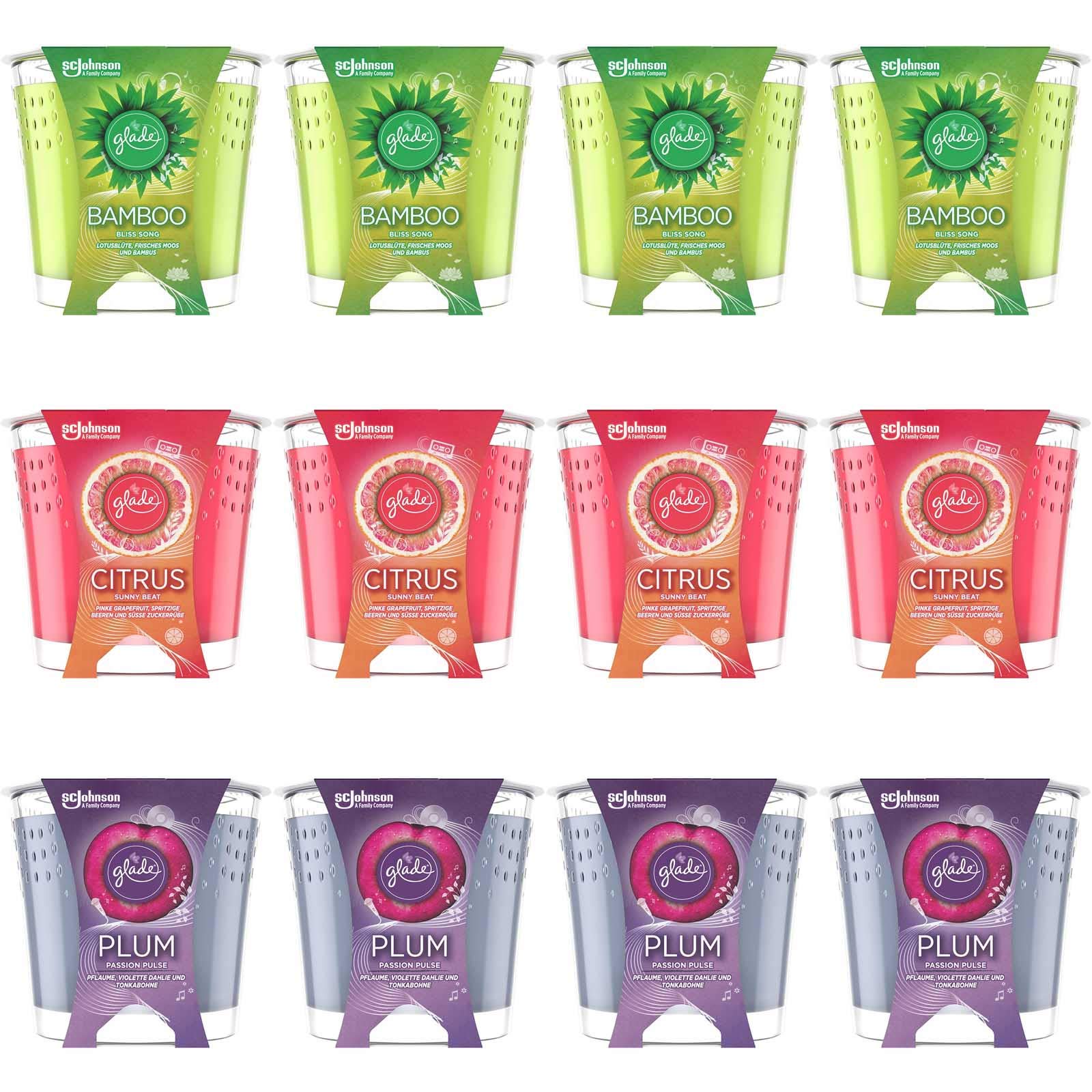 HAC24 - Set di 12 candele profumate in vetro, fragranza: lavanda, rosa, vaniglia, con coperchio