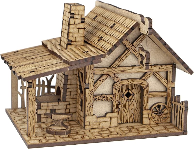 Smithy DND Terrain Building, DND Accessories for Dungeons & Dragons, Pathfinder, Warhammer, Tabletop Battle Map, Wargaming Terrain, RPG Scenery for 32mm, 28mm Miniatures