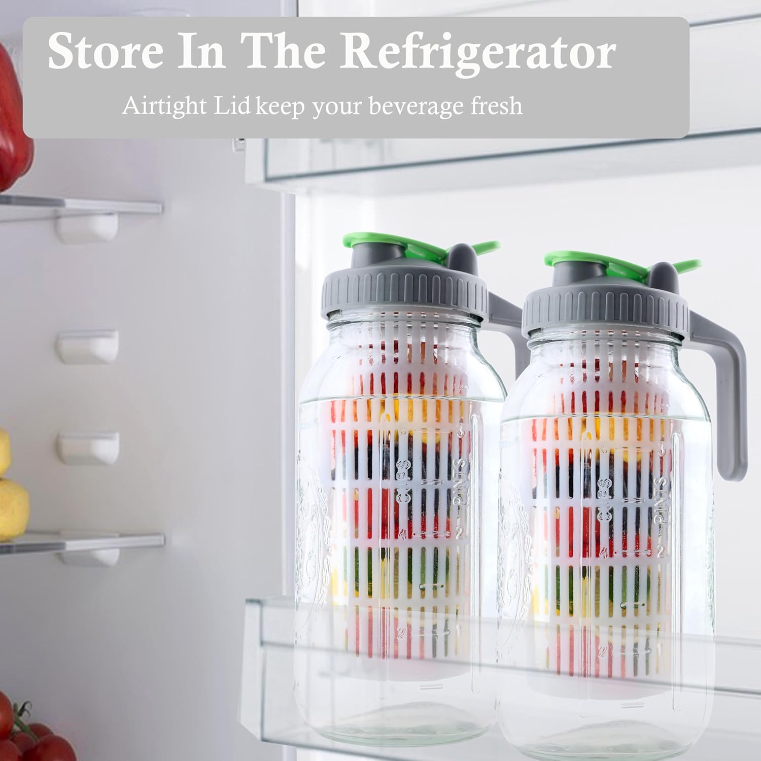 2 Quart Glass Mason Jar Water Pitcher With Fruit Infuser 64 Oz Wide Mouth Infused Cold Hot Water Jug Carafe With Lid Half Gallon For Coffee Sun Tea Lemonade Juice Homemade Drinks Container - Image 7