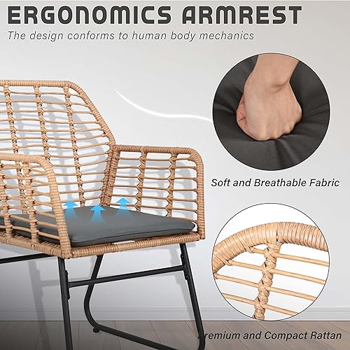 Miniatura 3 de KAWIVAST Juego de 4 piezas de patio, muebles de patio al aire libre, muebles de patio, muebles de patio bohemios, muebles de balcón, juego de