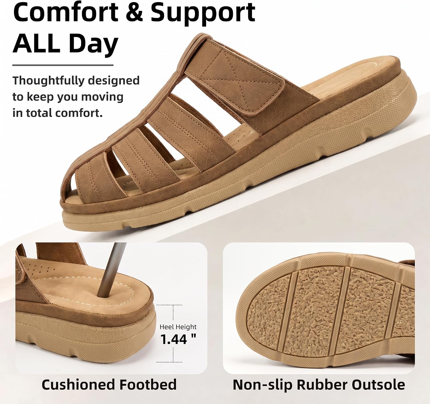 Ecetana Closed Toe Sandals for Women: Comfortable Slip On Fisherman Clogs
