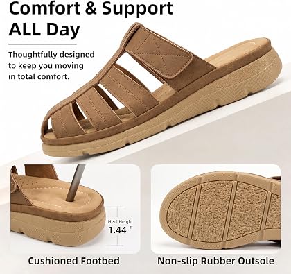 Ecetana Closed Toe Sandals for Women: Comfortable Slip On Fisherman Clogs