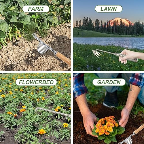 Miniatura 4 de Extractor de malezas, herramienta de deshierbe de acero inoxidable, herramienta manual de eliminación de malezas, desbrozadora de raíces para