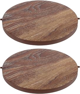 LUOZZY 2Pcs Imitation Wooden Grain Trash Can Lid Plastic Trash Can Cover Waste Bin Cover Wood Waste Bin Cover Garbage Can Lid for Home Office - Large