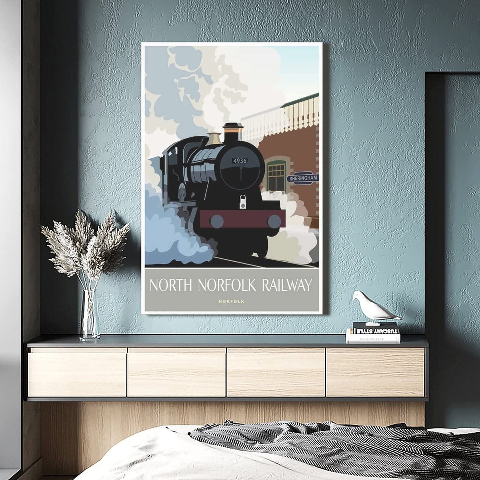 Cartel de viaje de tren de Norfolk de Norfolk de viaje de tren decorativo carteles de dormitorio moderno de lona de arte de la pintura de carteles de decoración de pared de arte regalo