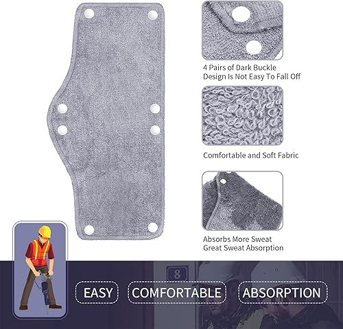 Miniatura 8 de 24 bandas para el sudor para casco, de algodón, con forro para casco, lavable, reutilizable, banda de seguridad, accesorios duros (azul oscuro)