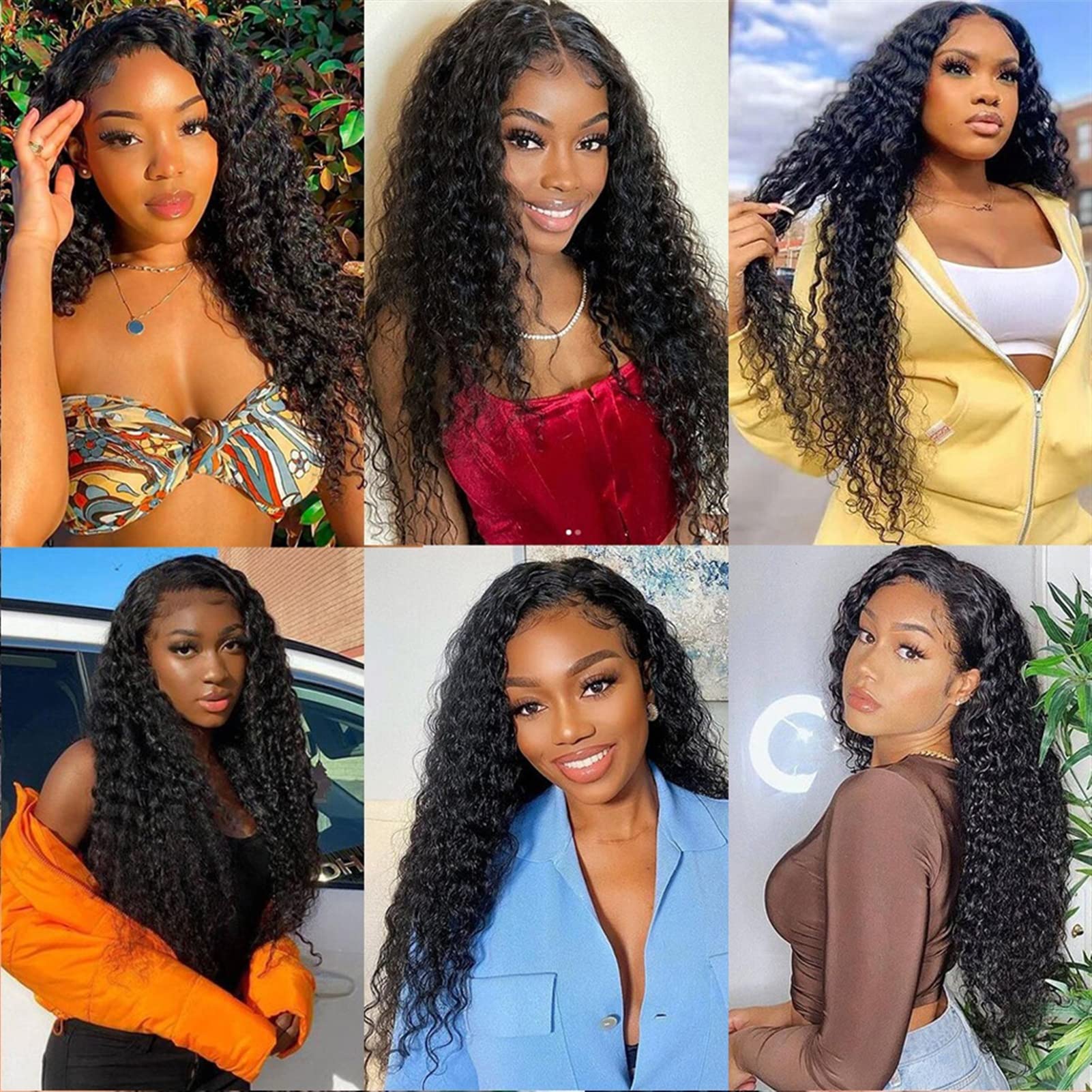 TOMYEUS Human Hair Bundles 20-80 cm, wiązka głębokich fal, z zamknięciem koronkowym, brazylijskie, kręcone, ludzkie włosy, fala wodna, 3 wiązki 10 cm x 10 cm, splot, 130% gęstości