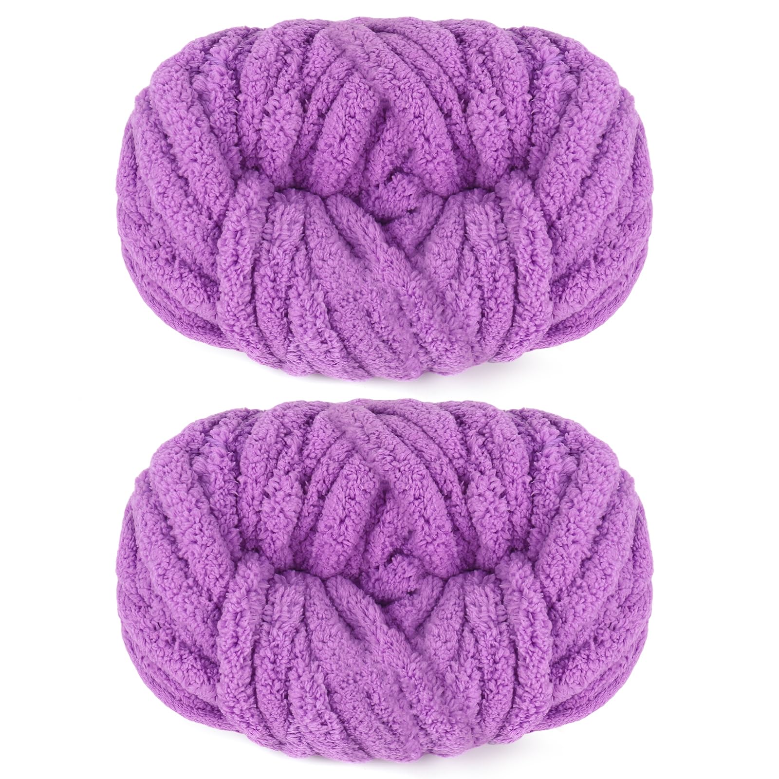 Reessy Chunky Yarn for Hand Knitting, 2×250g Super Chunky Wool Yarn-Purple
