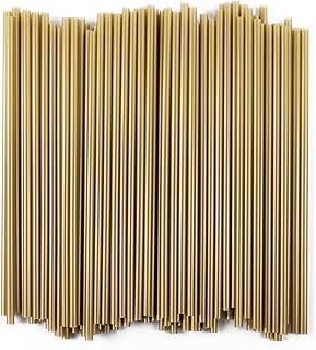 Disposable Plastic Drinking Straws - 7.75" Long - Straight - Unwrapped (Gold, 500)