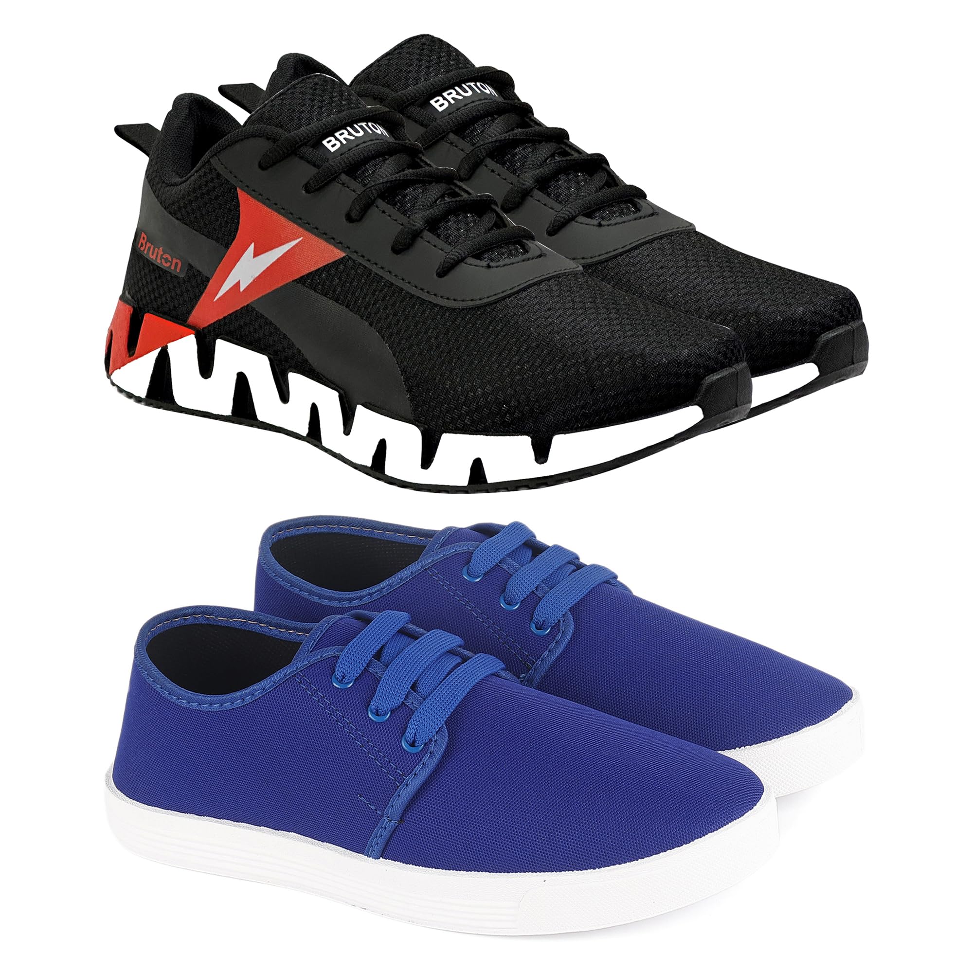 BRUTON Mens Sports Shoes Running Shoes Combo Pack of 2, (Black, Blue) (B0D3HXPMJD) Amazon Price History, Amazon Price Tracker