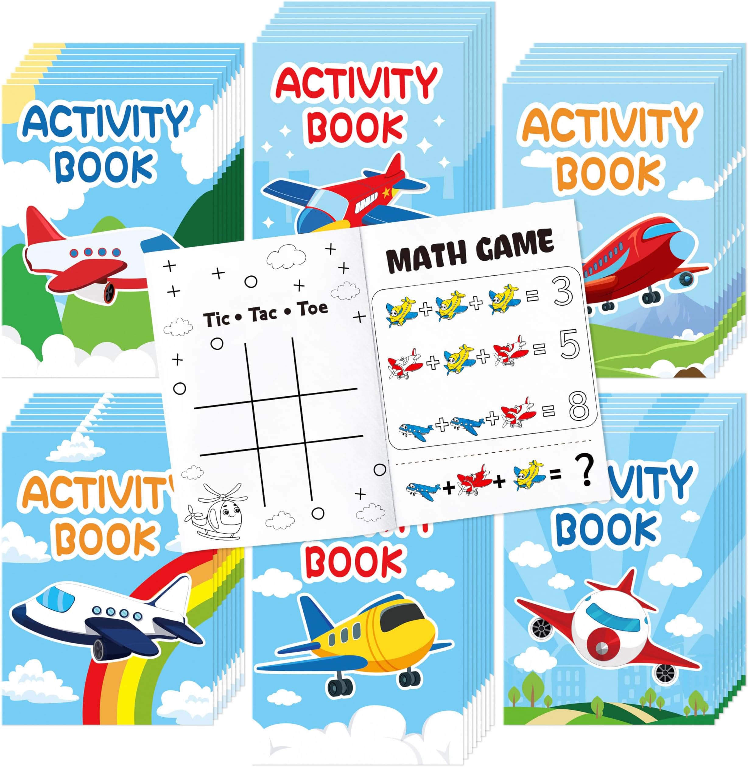 JAPBOR Airplane Party Coloring Books - 24PCS Mini Airplanes Theme Activity Color Book Bulk for Kid Party Favors, Cartoon Plane Small Colouring Pages for Birthday Gifts Class Drawing Painting Game