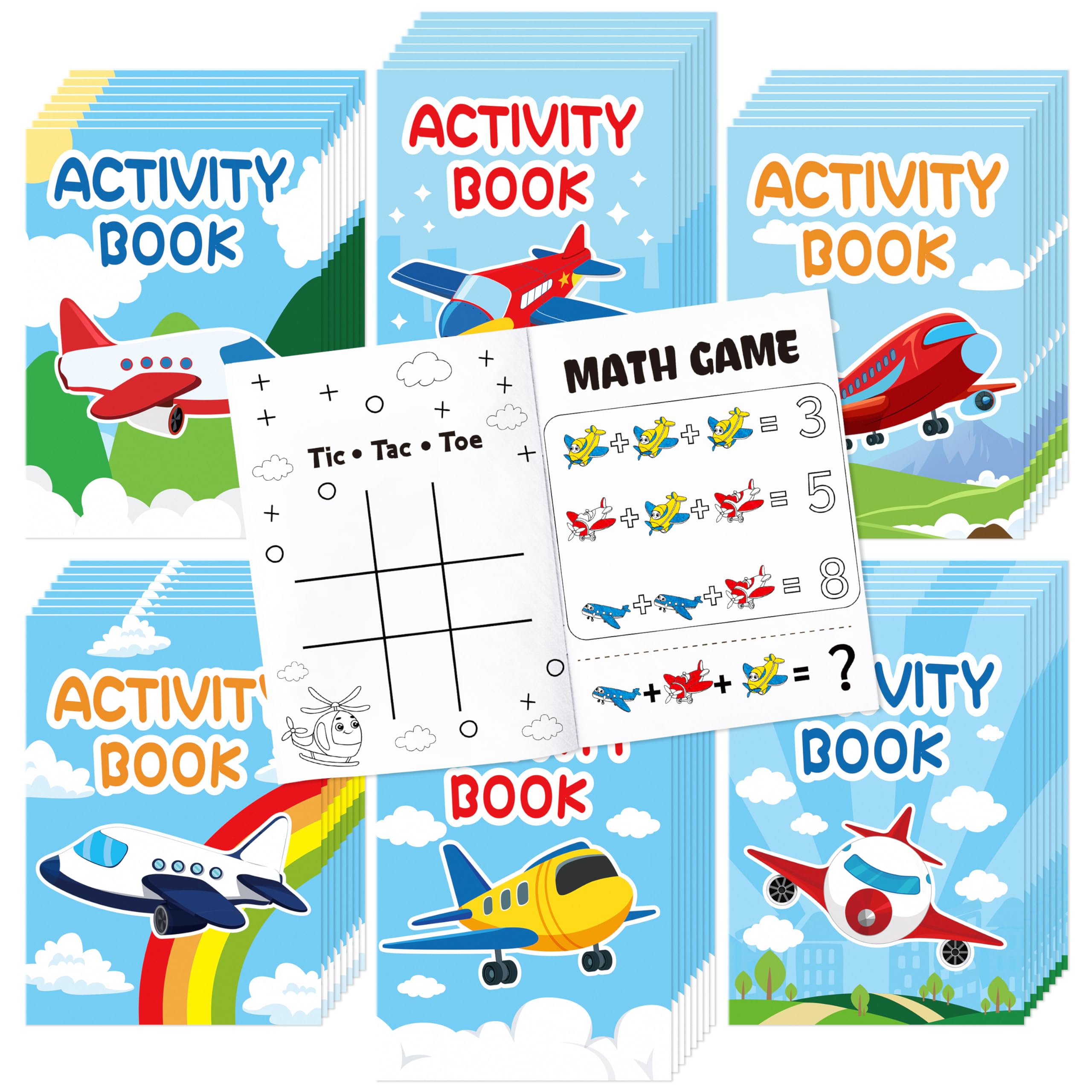 JAPBOR Airplane Party Coloring Books - 24PCS Mini Airplanes Theme Activity Color Book Bulk for Kid Party Favors, Cartoon Plane Small Colouring Pages for Birthday Gifts Class Drawing Painting Game