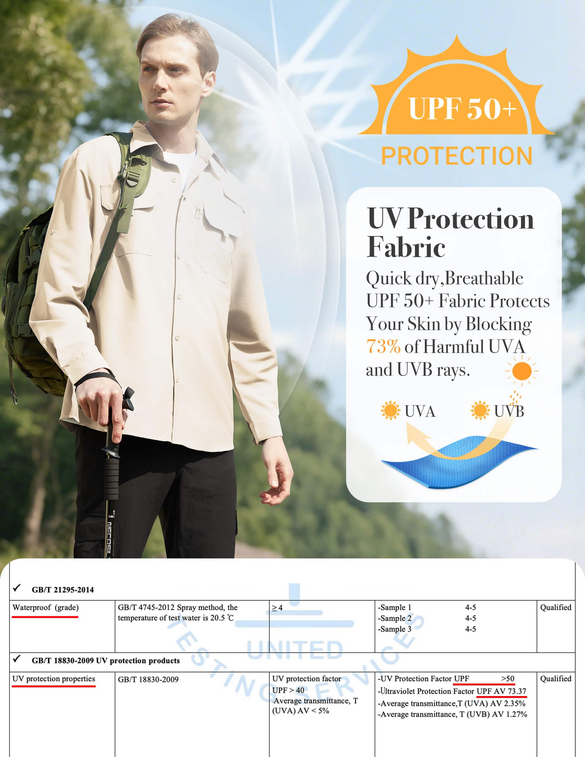 Autsel Camisa Hombre Casual Outdoor para Pesca y Senderismo, Camisa de Protección Solar UPF 50+ con Secado Rápido, Camisa Técnica Transpirable de Manga Larga para Viaje - 4