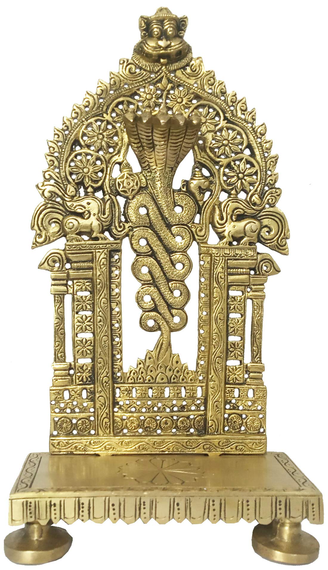 Chowki de latón Sheshnag para rincón de yoga y meditación
