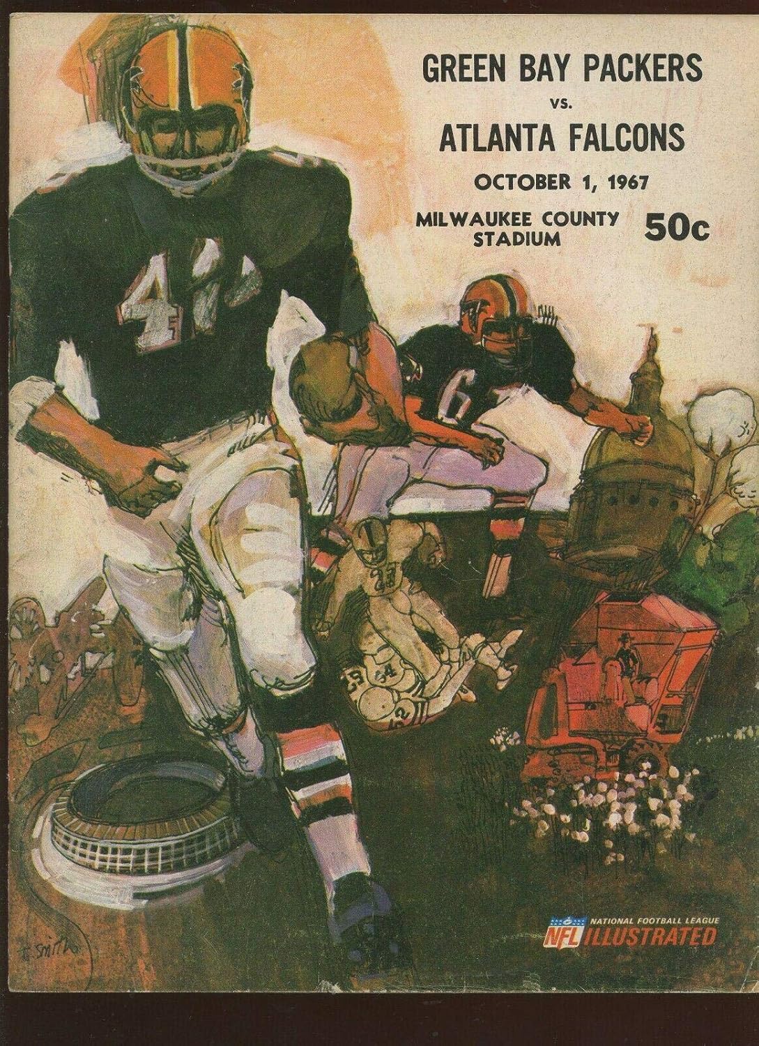 Sports Memorabilia October 1 1967 NFL Program Atlanta Falcons at Green Bay Packers EXMT - NFL Programs