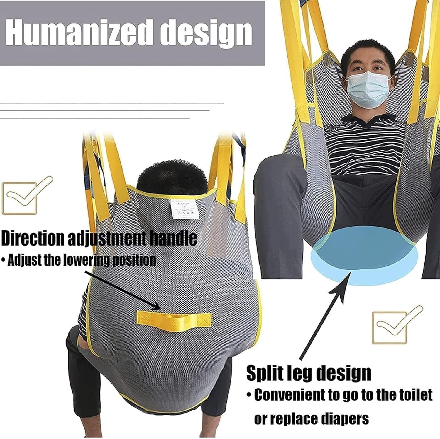 Arnés Universal Para Elevación De Pacientes, Cinturón De Seguridad Para El Traslado De Personas Mayores Y Discapacitadas, Material Transpirable Y Duradero, Fácil De Limpiar
