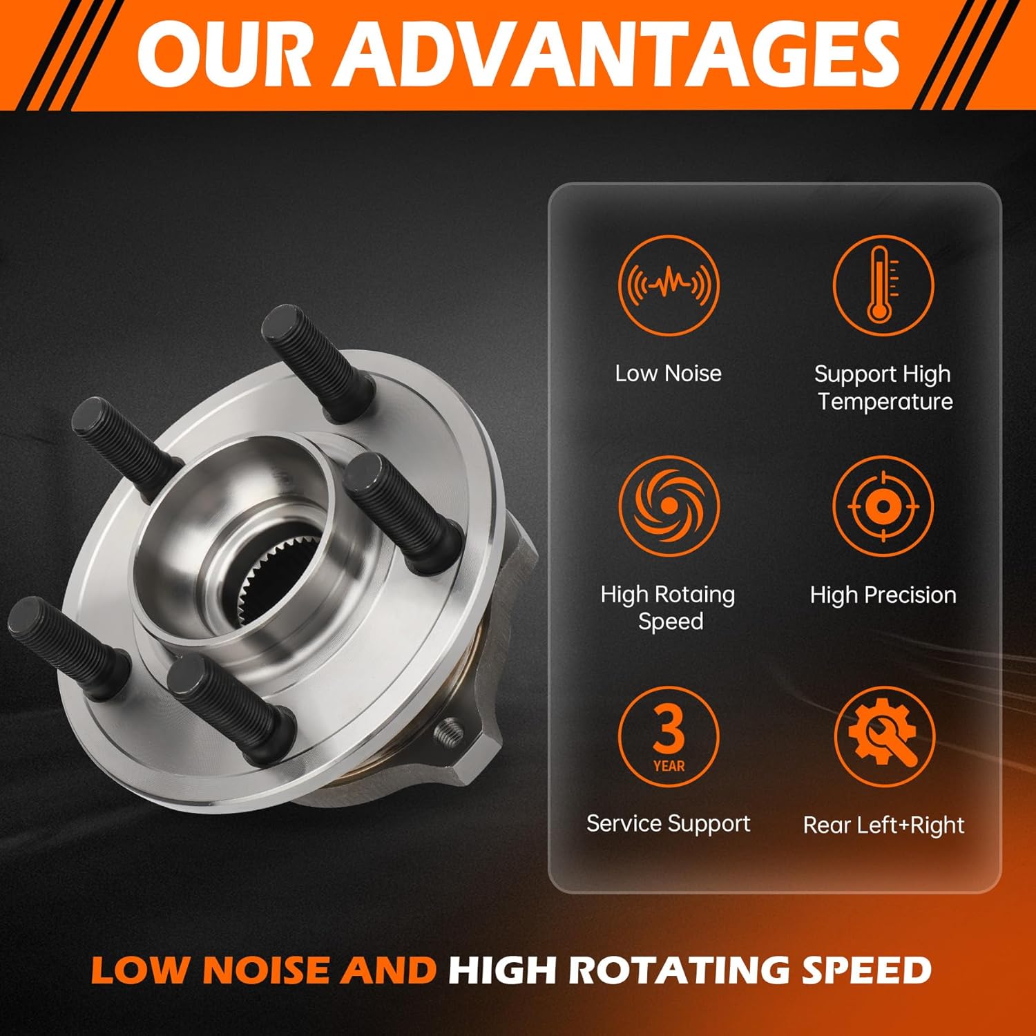 GAHA 512555 Rear Wheel Hub Bearing Assembly Compatible for Chrysler 300 2015–2021; for Dodge Challenger/Charger 2015–2021 Wheel Bearing and Hub 5 Lugs