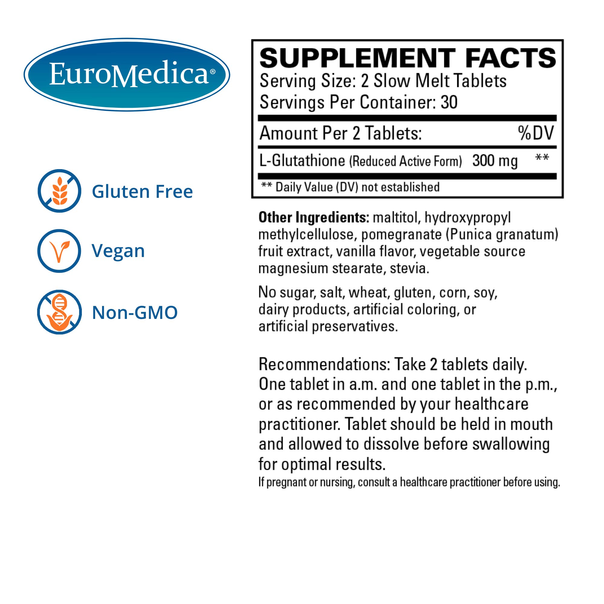 EuroMedica Clinical Glutathione 60 Tablets Powerful Antioxidant