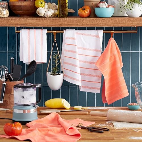 Vista 29 de KitchenAid Albany - Juego de 4 toallas de cocina, aguamarina/blanco, 16 x 26 pulgadas Aqua