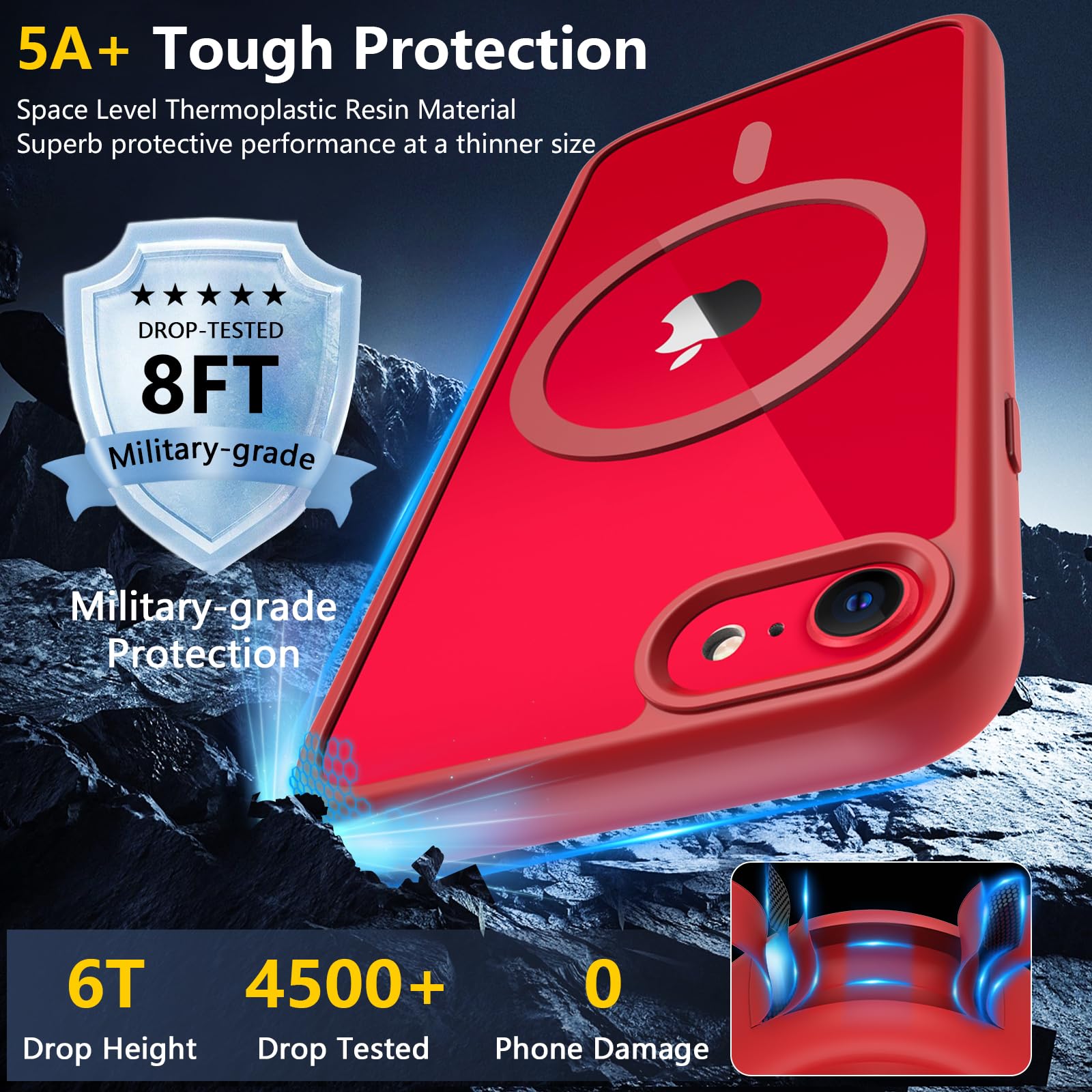 OWKEY Custodia per iPhone SE 2020/2022, iPhone 8/7 – Magnetica Cover Magnetica Compatibile con MagSafe Custodia Protettiva per iPhone SE/8/7 (Rosso)