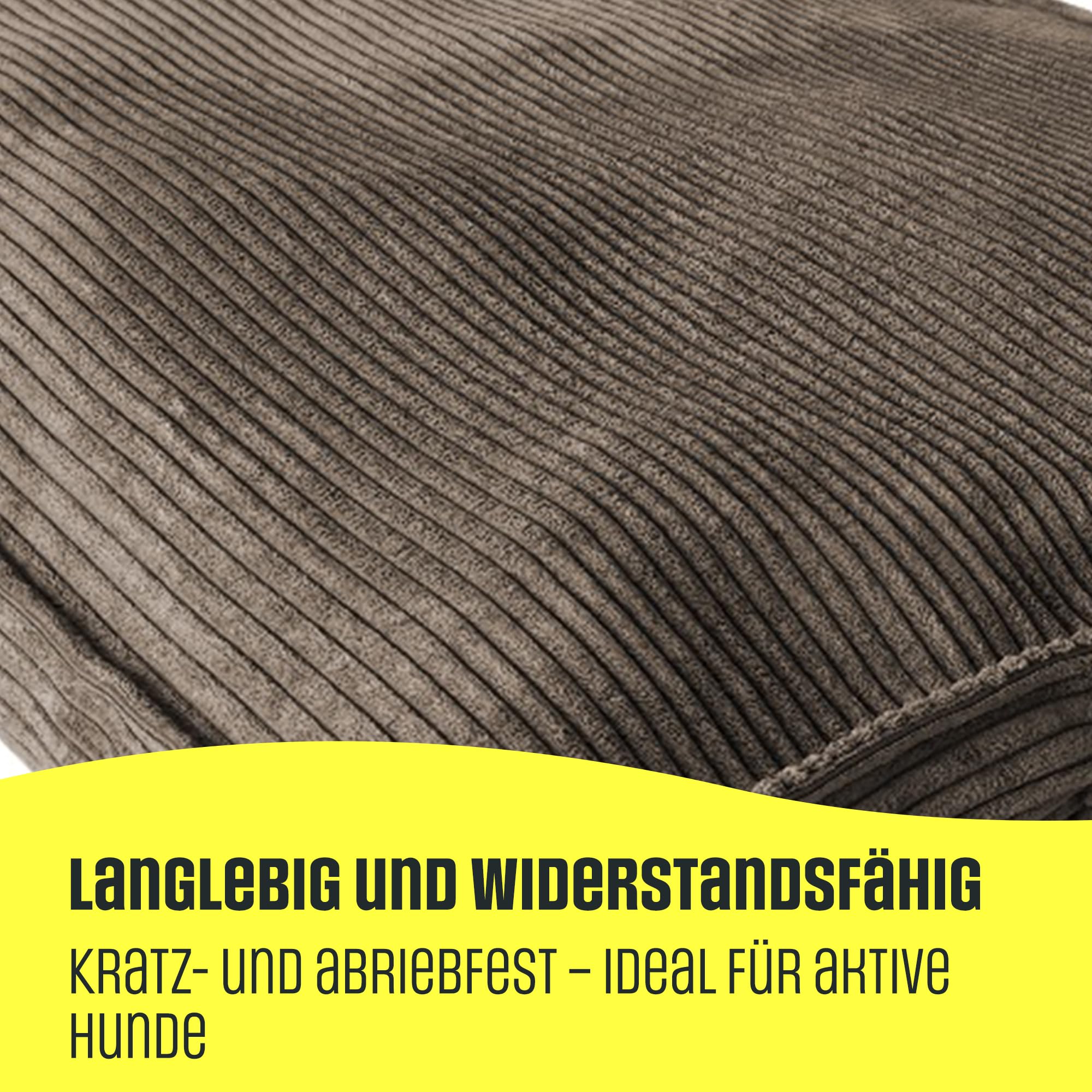 Hundebett Hundekissen Cord Große Hunde Waschbar Abriebfest 100 x 70 cm Dunkelbeige XXL