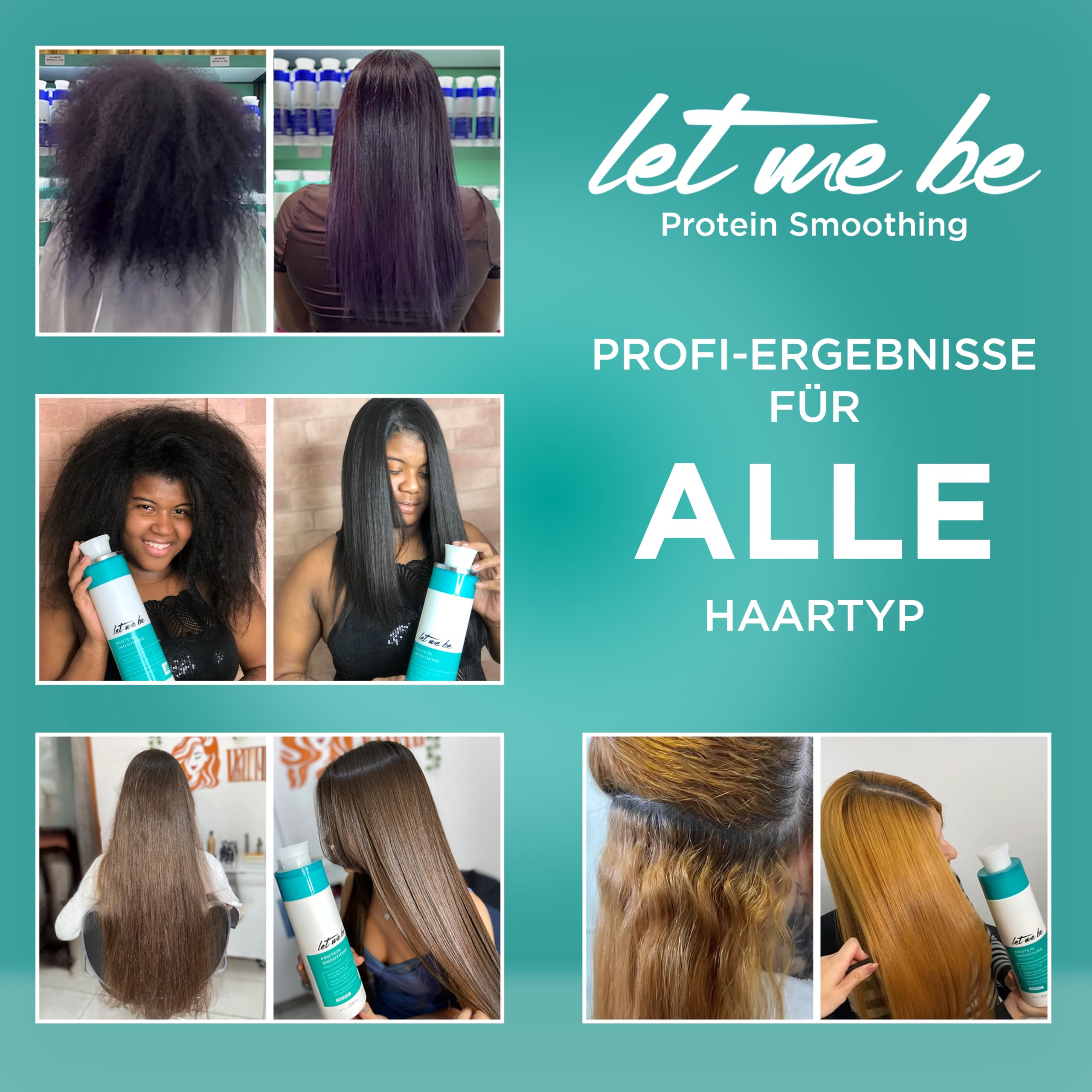 Let Me Be – Protein Smoothing, Organische Brasilianische Keratin-Haarglättung in 1 Schritt, Formaldehydfrei, mit hydrolysiertem Keratin, Professionelle Ergebnisse bis zu 6 Monate – 500ml