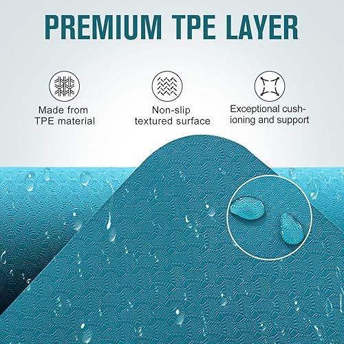 Miniatura 3 de UMINEUX Tapete de yoga extra grueso, 25 pulgadas (0.394 in), goma natural y TPE antideslizante con correa para mujeres y hombres, tapete de