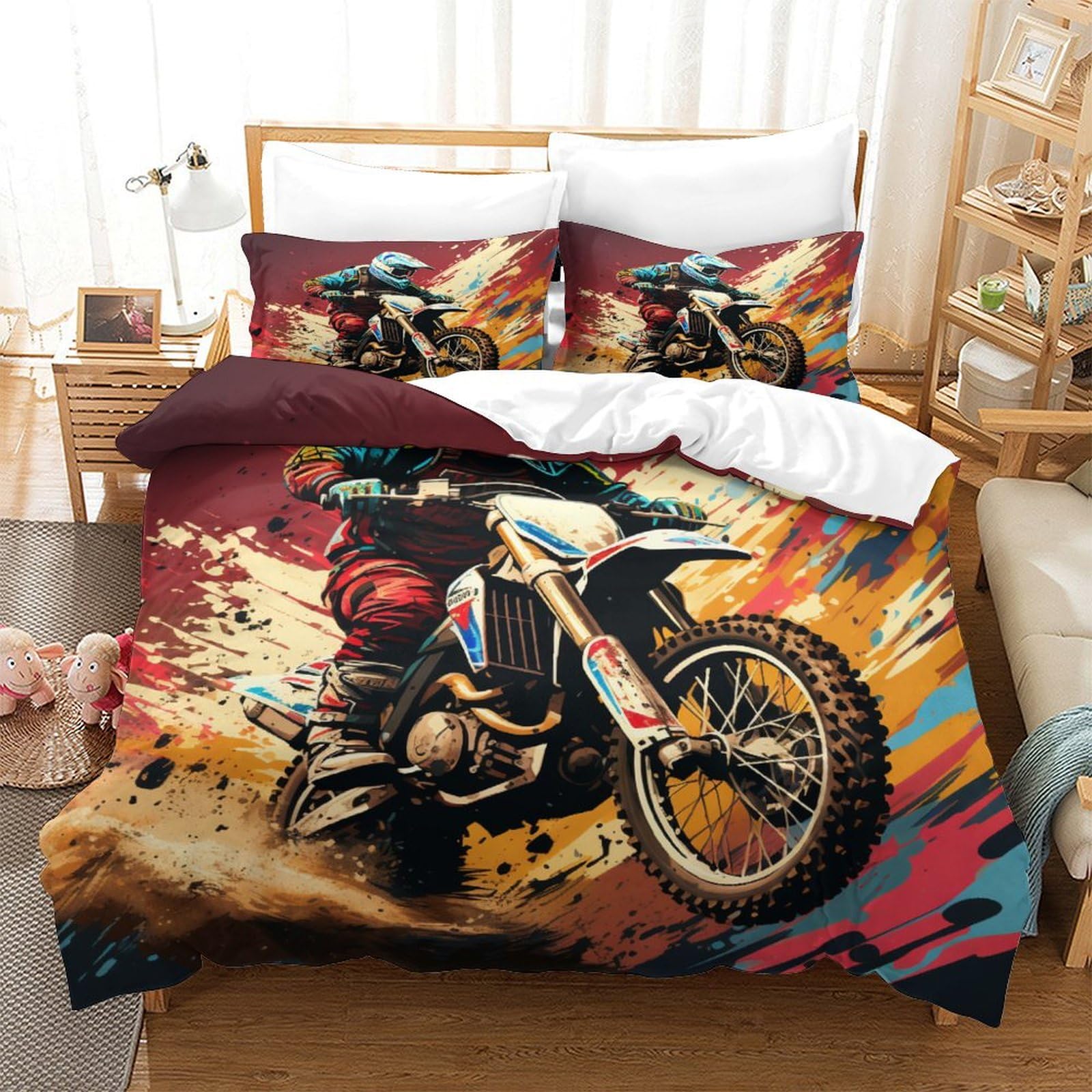 Housse de couette vélo hors route 3D pour chambre d'ado ou de cycliste