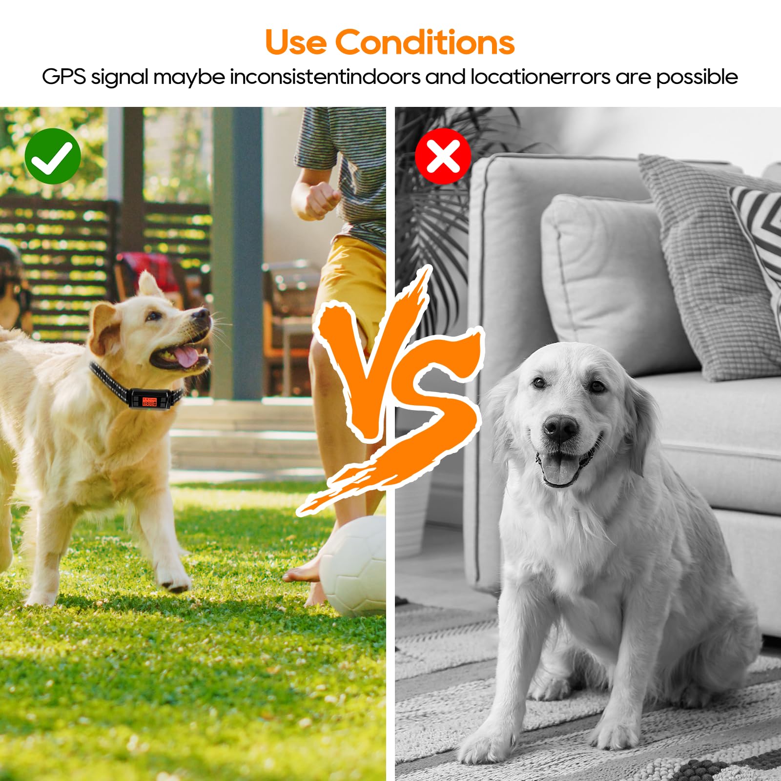 Collier GPS Anti-Fugue pour Chien Extérieur, IPX7 Étanche, Clôture Électrique sans Fil avec Nouvelle Puce GPS Intelligente, Rayon Jusqu'à 1000m