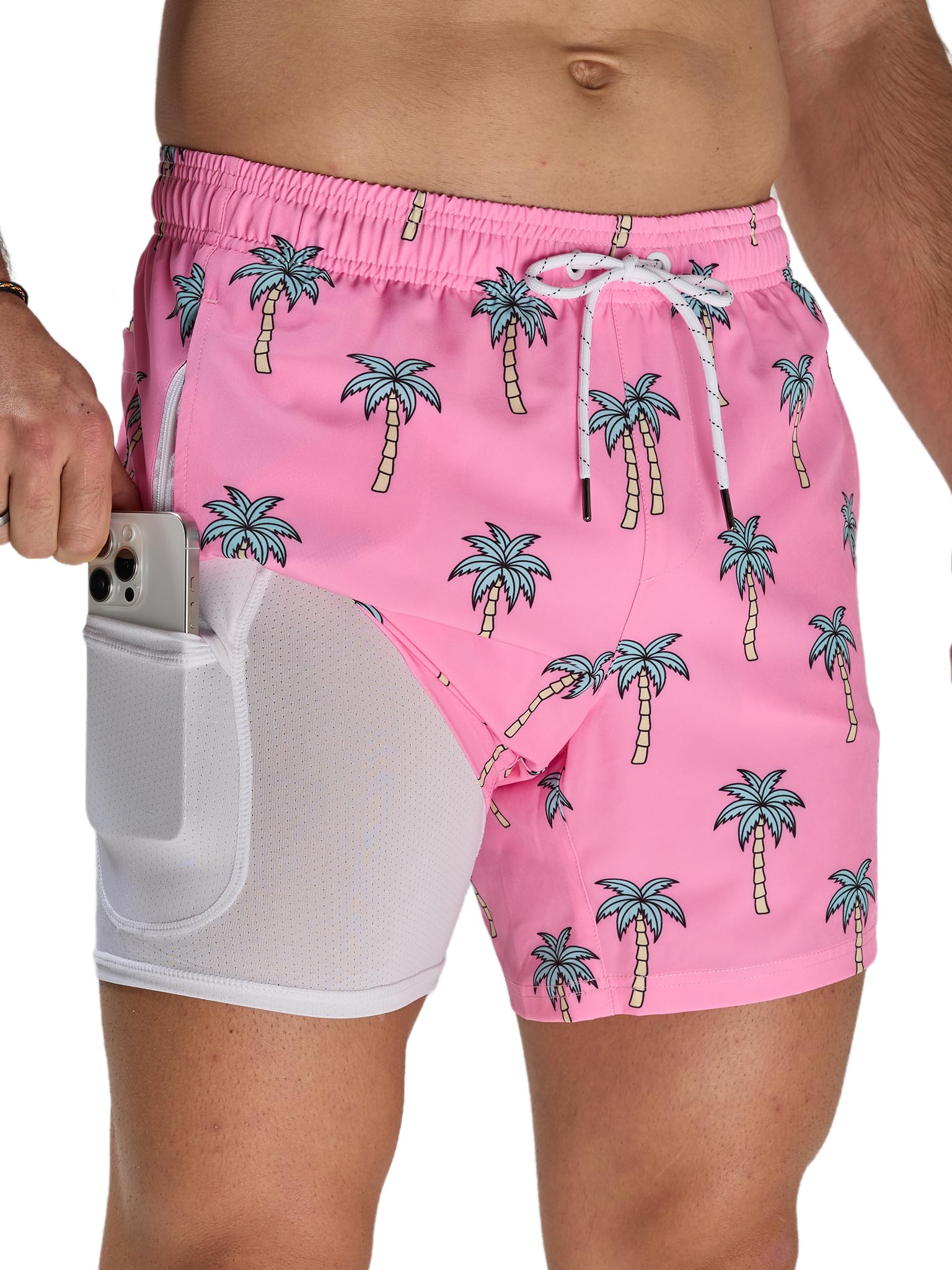 Arcweg Badehose für Herren Badeshorts mit Kompression Liner 2 in 1 Schnelltrocknend Strandhose Männer Elastisch Surf Shorts mit Reißverschlusstaschen