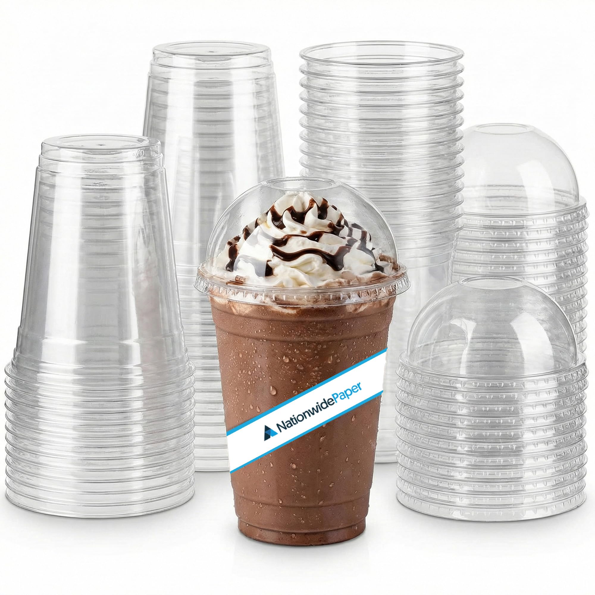 Nationwide Paper 1000pcs 20oz Premium Smoothie Cups with Dome Lids, for Milkshake Juice Sweets & Thick Shakes Ice Cream Cups for Bar & Restaurants (590ml) โ image 1