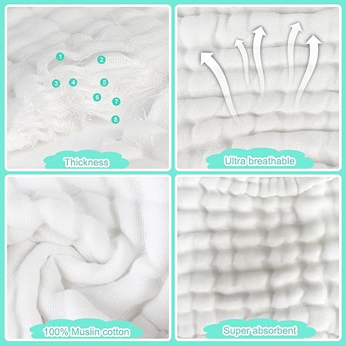 Miniatura 2 de Accmor Muslin Baby Bibs, 6 Pack Soft Cotton Baby Bandana Drool Bibs for Boys Girls Teething and Drooling Blanco,A/Azul,A / Gris,A/Rosa,Varios