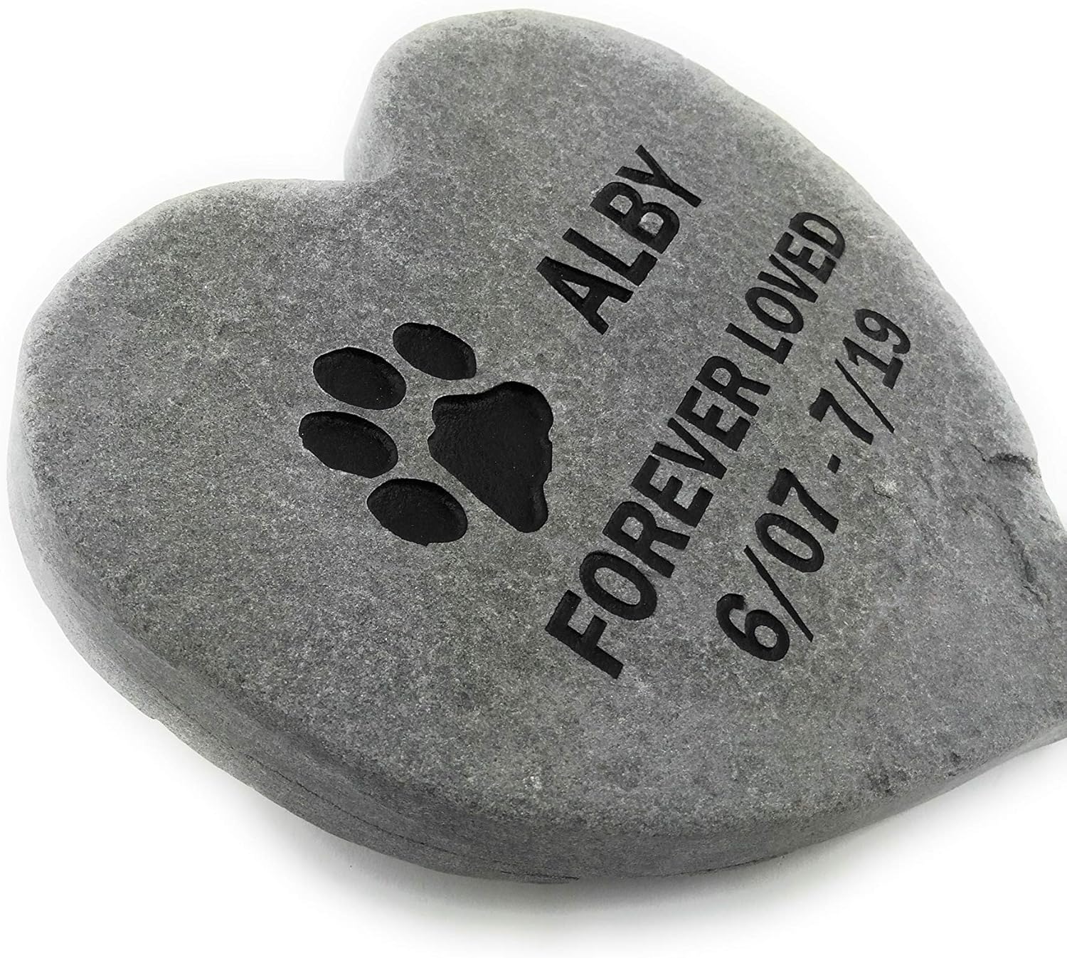 Pet Memorial Headstone Grave Marker Gray Natural Stone Heart 8" for Your Dog Or Cat Personalized - Image 4