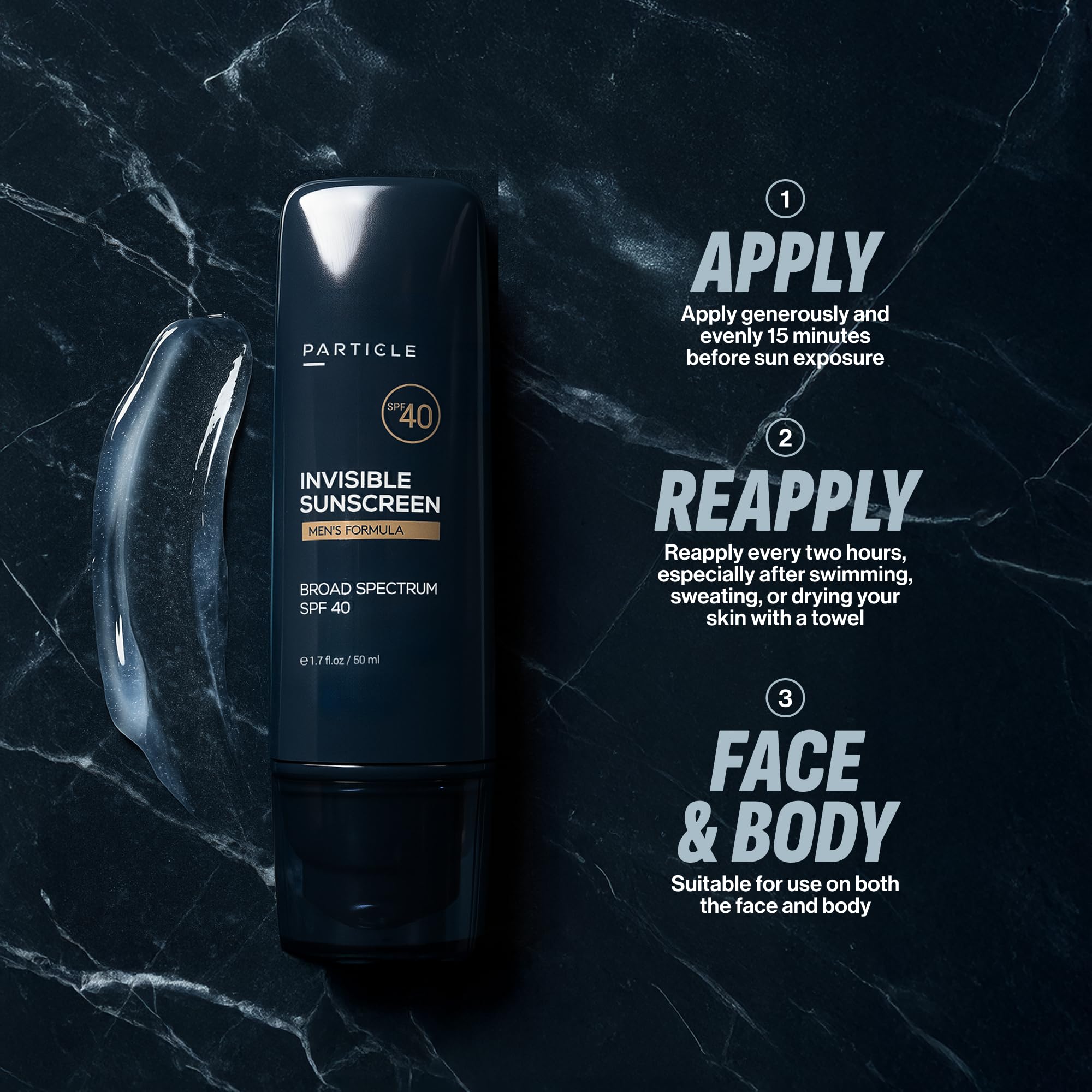 Particle Invisible Sunscreen for Men SPF 40 with Vitamin E, 1.7 fl oz