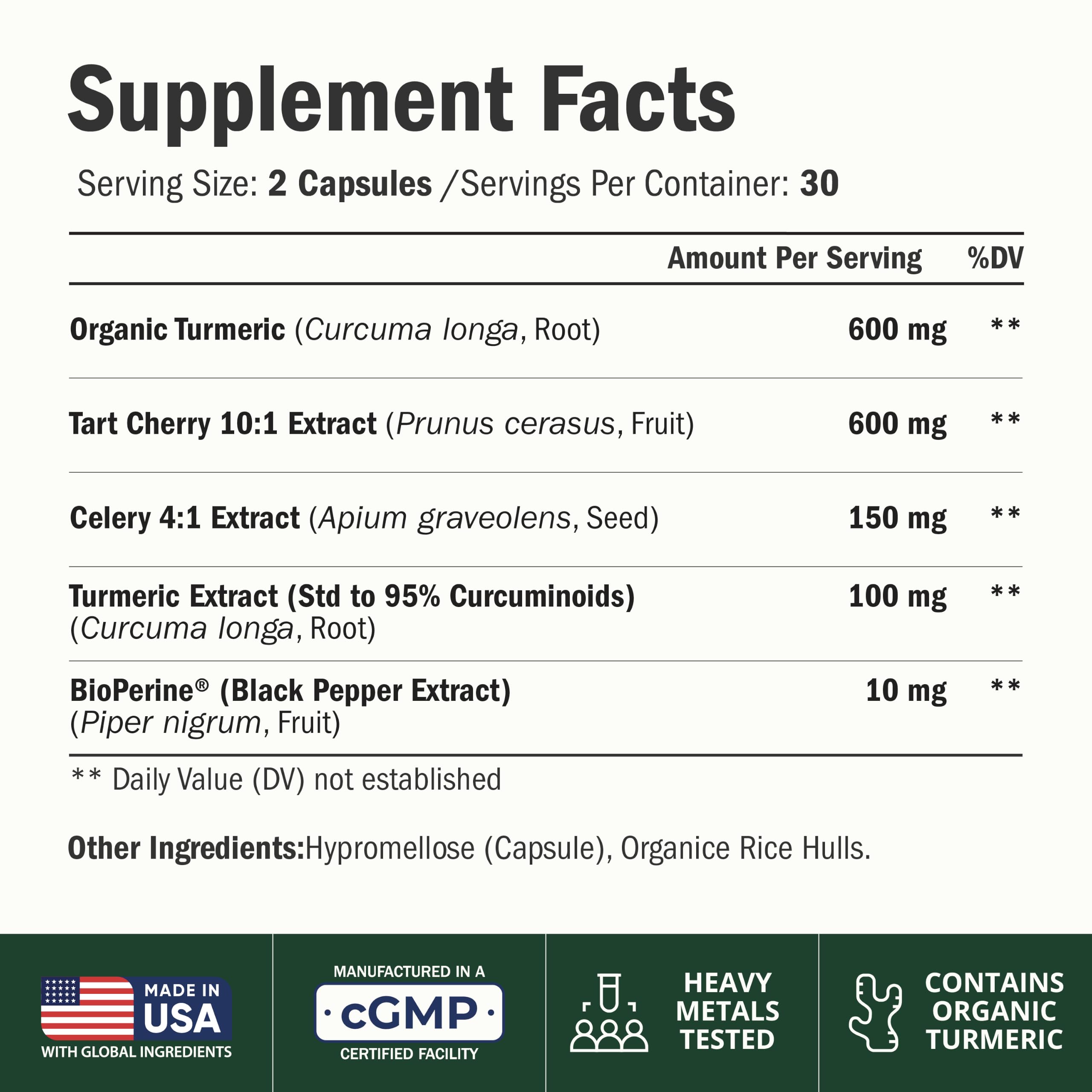 Tart Cherry Capsules with Turmeric 600mg for Uric Acid & Joint Health 60 Ct — Amazon image 2