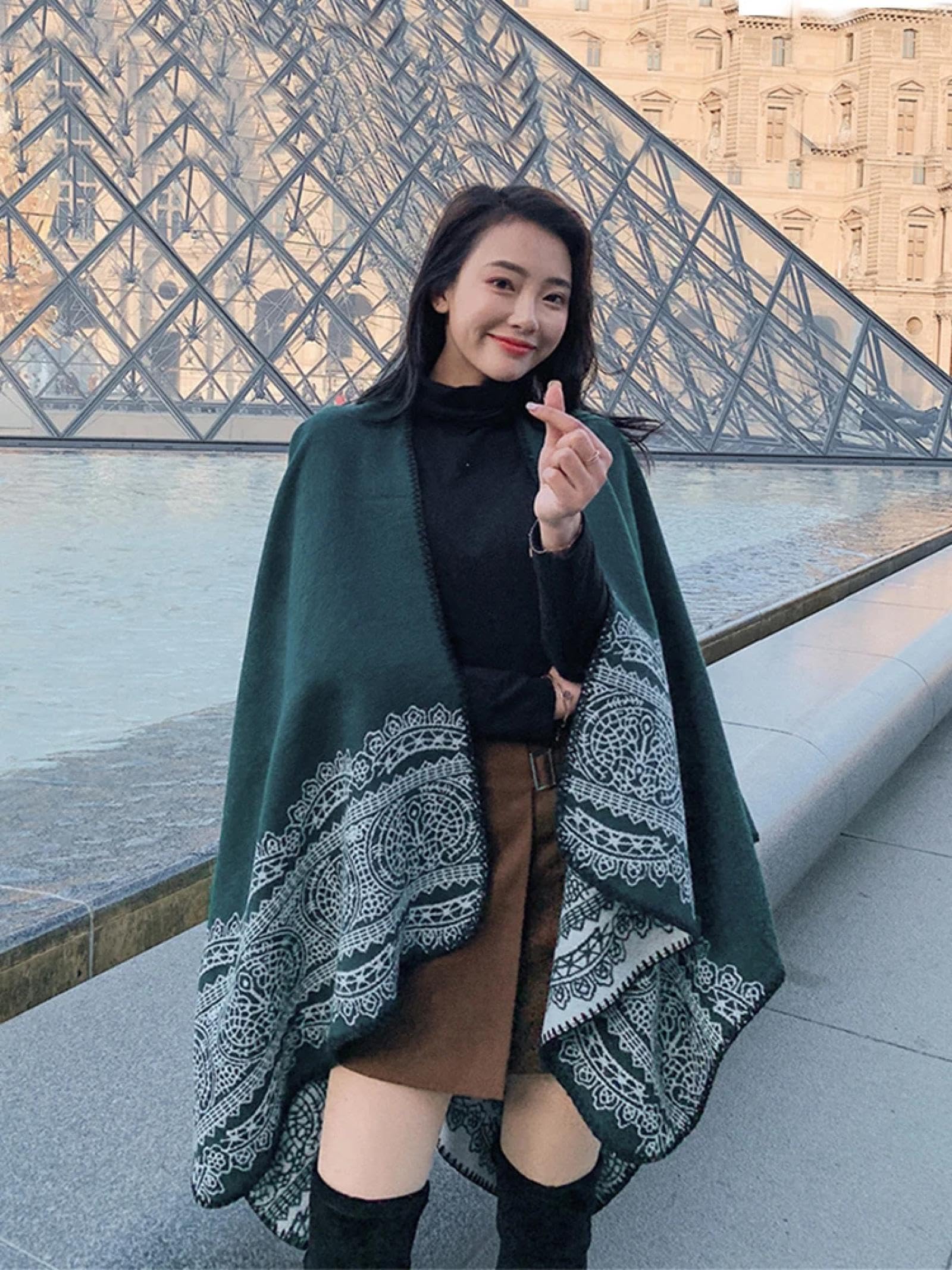 Sciarpa Scialle Invernale Sciarpe Moda Donna Inverno Sciarpa Femme Mujer Lady Retro Stampa Calda Sciarpa Stole Pareo Avvolgere Scialle Poncho Capas Mujer