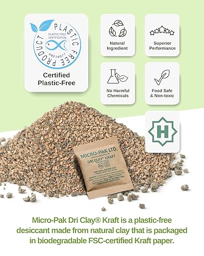 Miniatura 2 de Micro-Pak Dri Clay Kraft, paquetes de desecantes de absorción de humedad más alta, alternativa a paquetes de gel de sílice, arcilla de bentonita