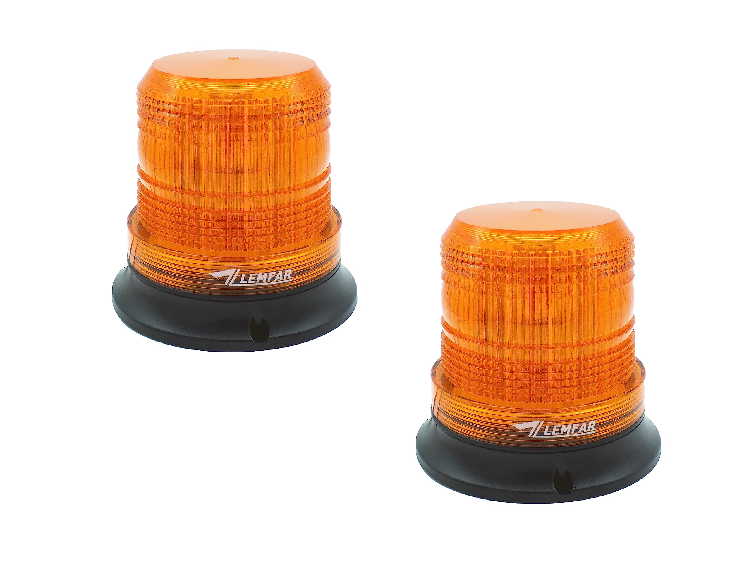 LED Amber Beacon Strobe Light - High Visibility Round Emergency Flashing Safety Warning Light - Roof Top Screw Mount DC12-80V 2pcs
