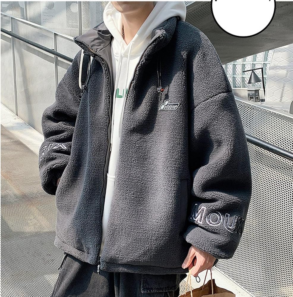 Amazon | [BAGAD] ボアフリース 4xl 英語 刺繍 ジャケット メンズ