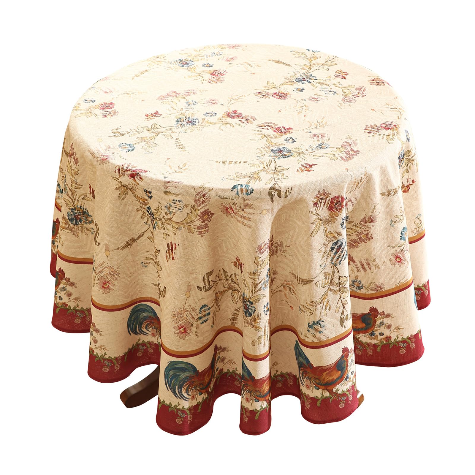 patdrea Designer Vintage Linen Small Round Tablecloth,Vintage Red Animals Pattern Floral Tablecloths,Decoration Table Cover for Kitchen Dining