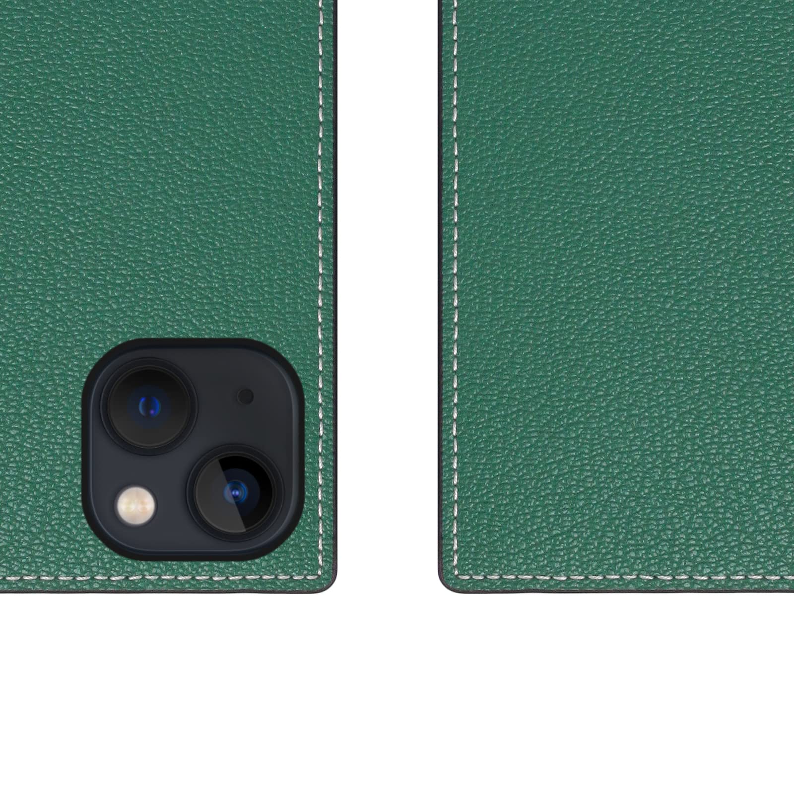 SLG Étui portefeuille en cuir coque compatible avec iPhone 14, D6 hybride en cuir grainé à rabat avec fente pour carte avec boîte cadeau, fait à la main et conçu pour iPhone 14 (vert marine)