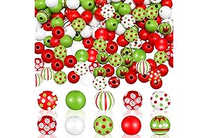 Red Wooden Christmas Beads