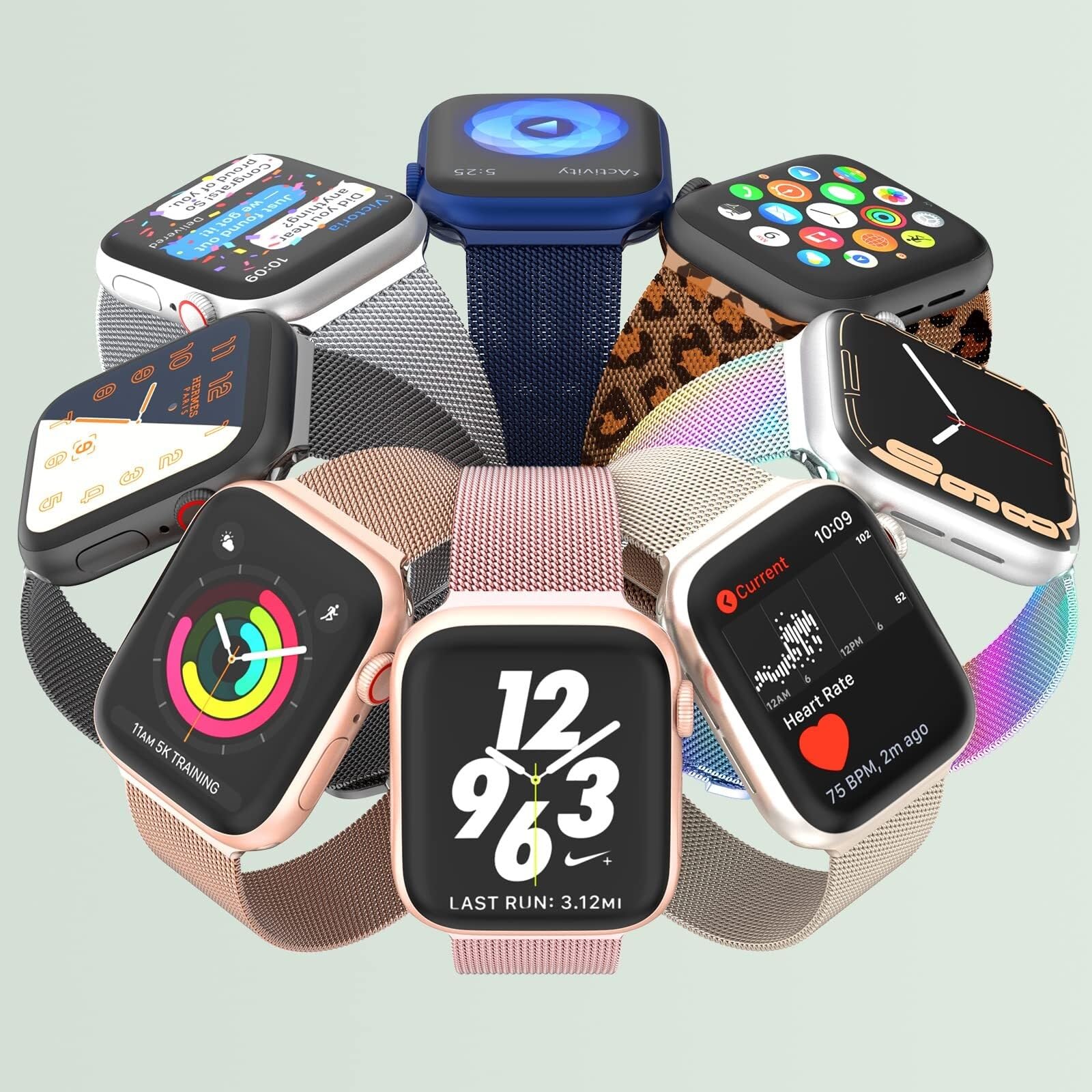 JDIME Pour Apple Watch Band Series 9, Ultra 2, SE, Ultra 8 7 6 5 4 3 2 1 38 mm 40 mm 41 mm 42 mm 44 mm 45 mm 49 mm pour femmes et hommes, remplacement du fermoir magnétique en boucle en maille d'acier
