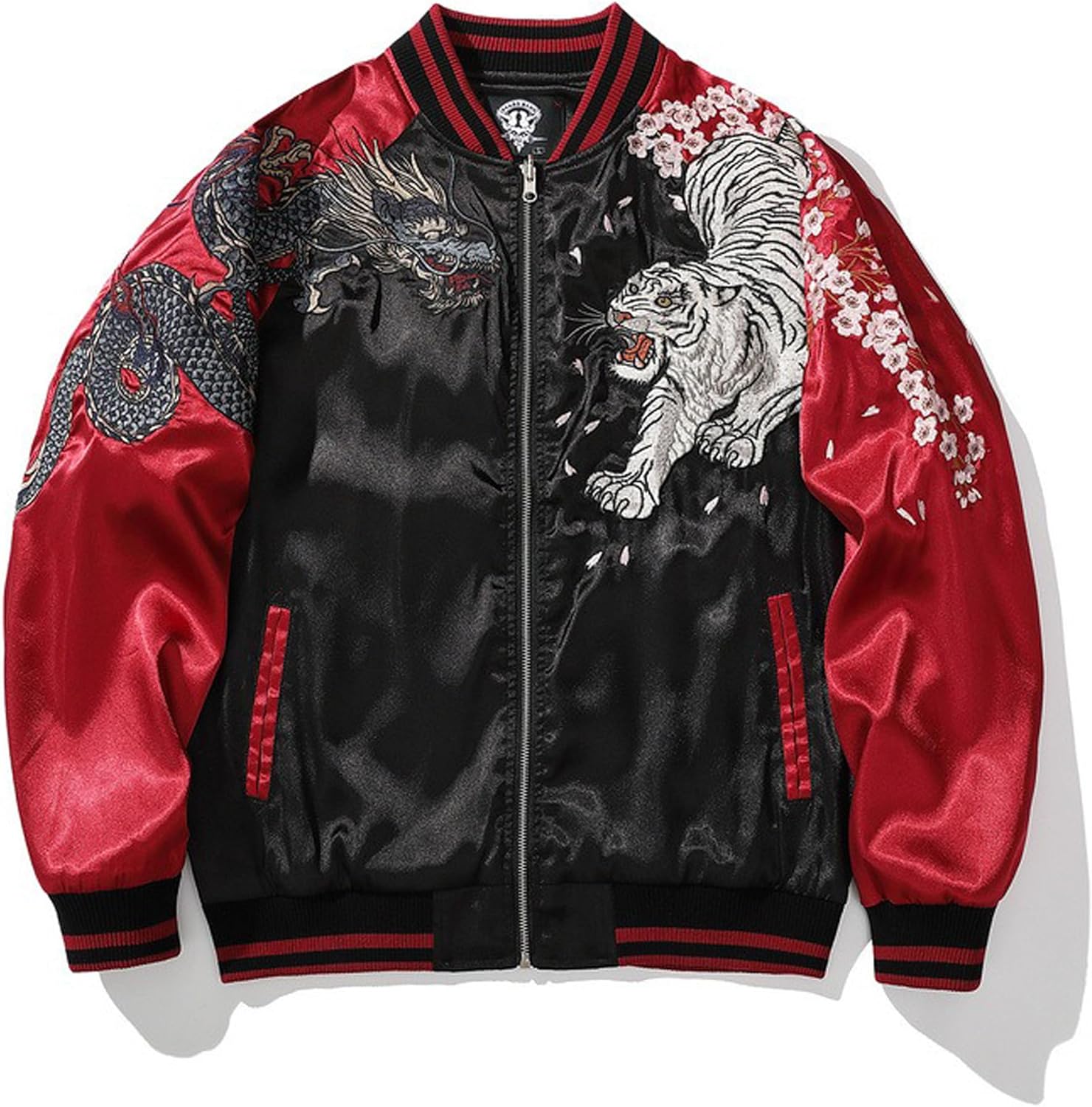 HaiZi XiHuan Cool Dragon Sukajan Jacket Tiger Embroidered Jackets For Men Japanese Winter Windbreaker Mens Casual Coat - Image 4