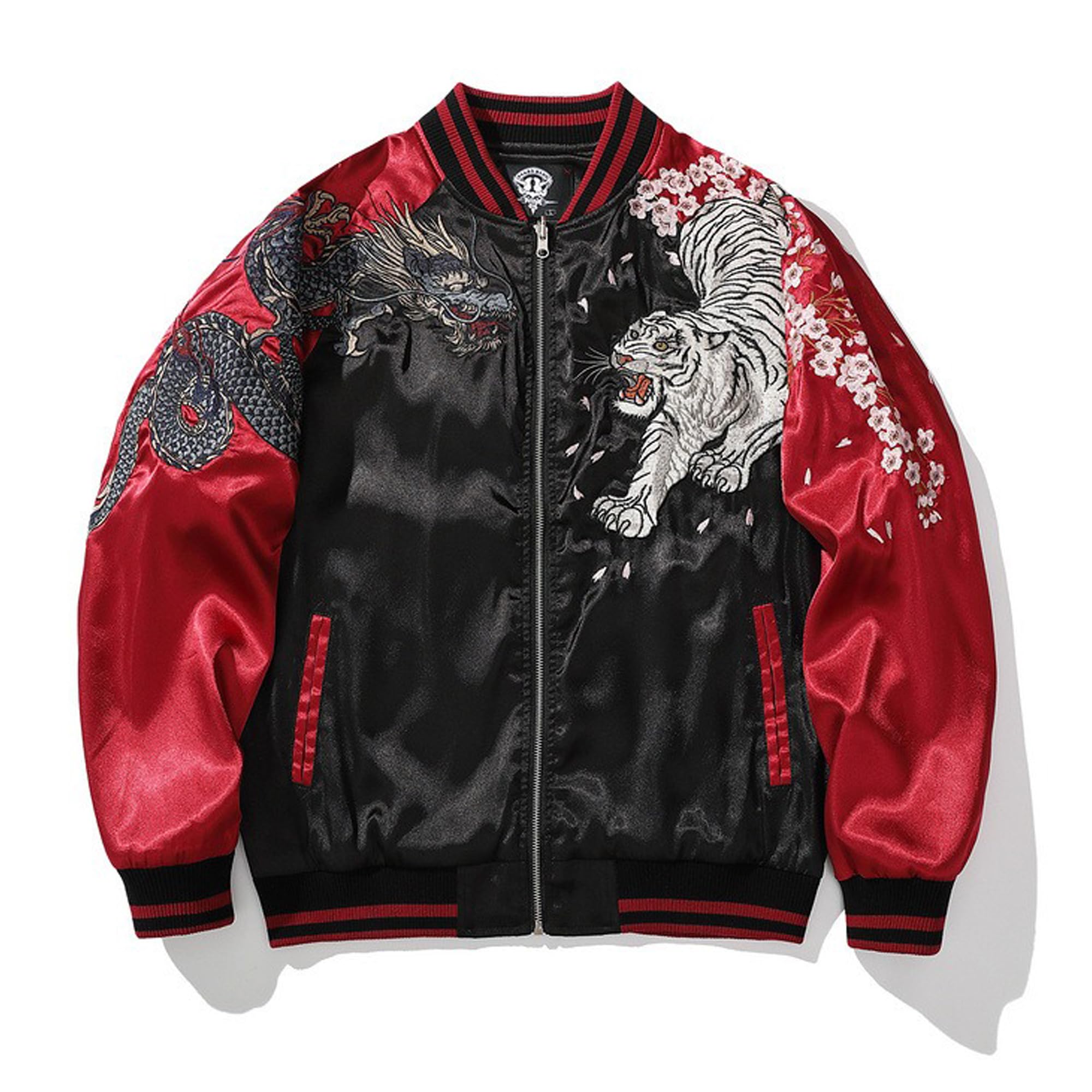 Cool Dragon Sukajan Giacca Tigre Ricamato Giacche Per Gli Uomini Giapponese Inverno Giacca A Vento Mens Cappotto Casual