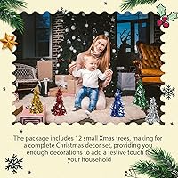 Vista 3 de Libima 12 piezas de mini árbol de Navidad de mesa metálico, mini árbol de Navidad artificial en miniatura de 10 pulgadas de escritorio, pequeños