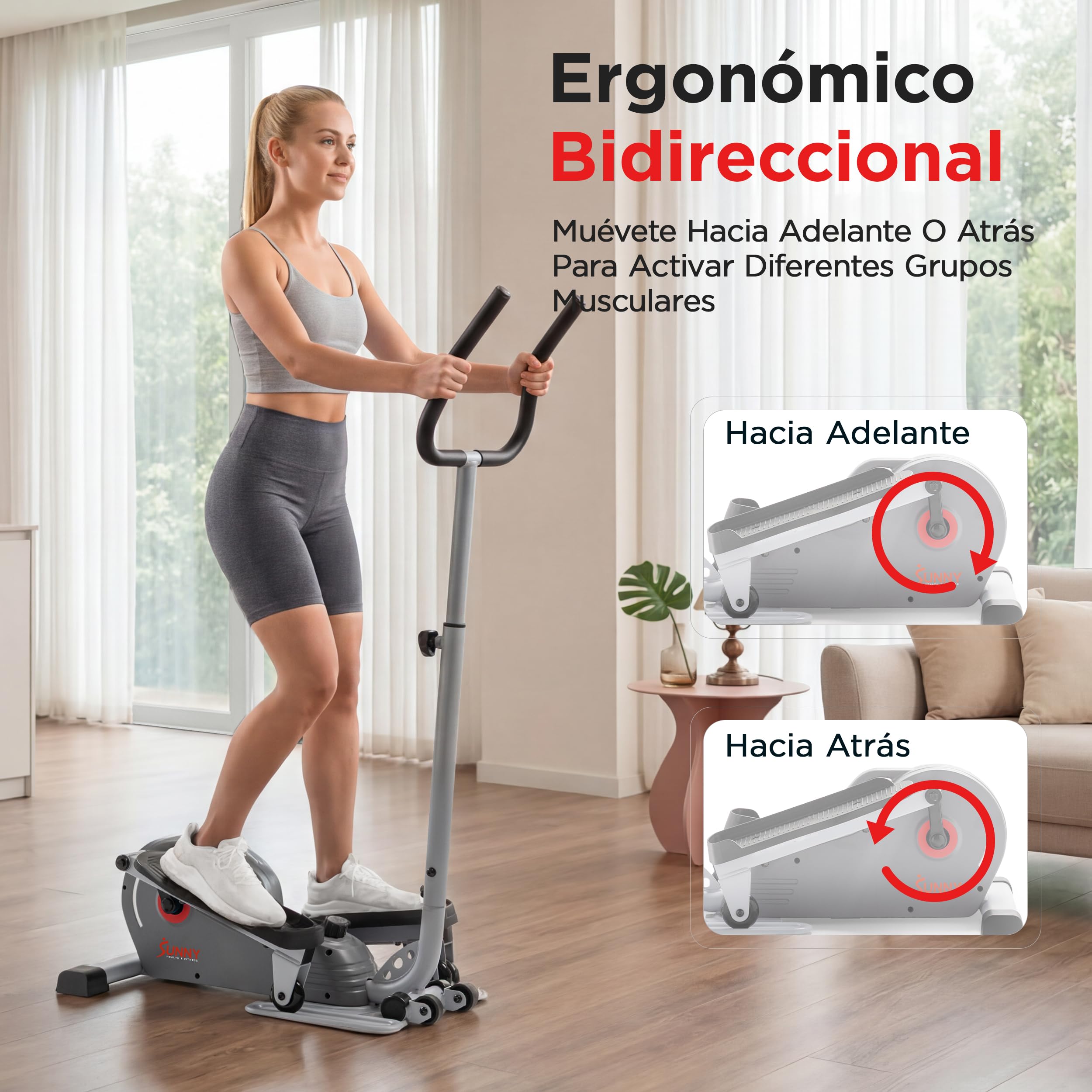Sunny Health & Fitness Elíptica Magnética Bajo Escritorio, Pedaleador Portátil para Hacer Ejercicio Sentado en Casa o en la Oficina, Mini Cross Trainer para Usar de Pie o Sentado App SunnyFit Opcional
